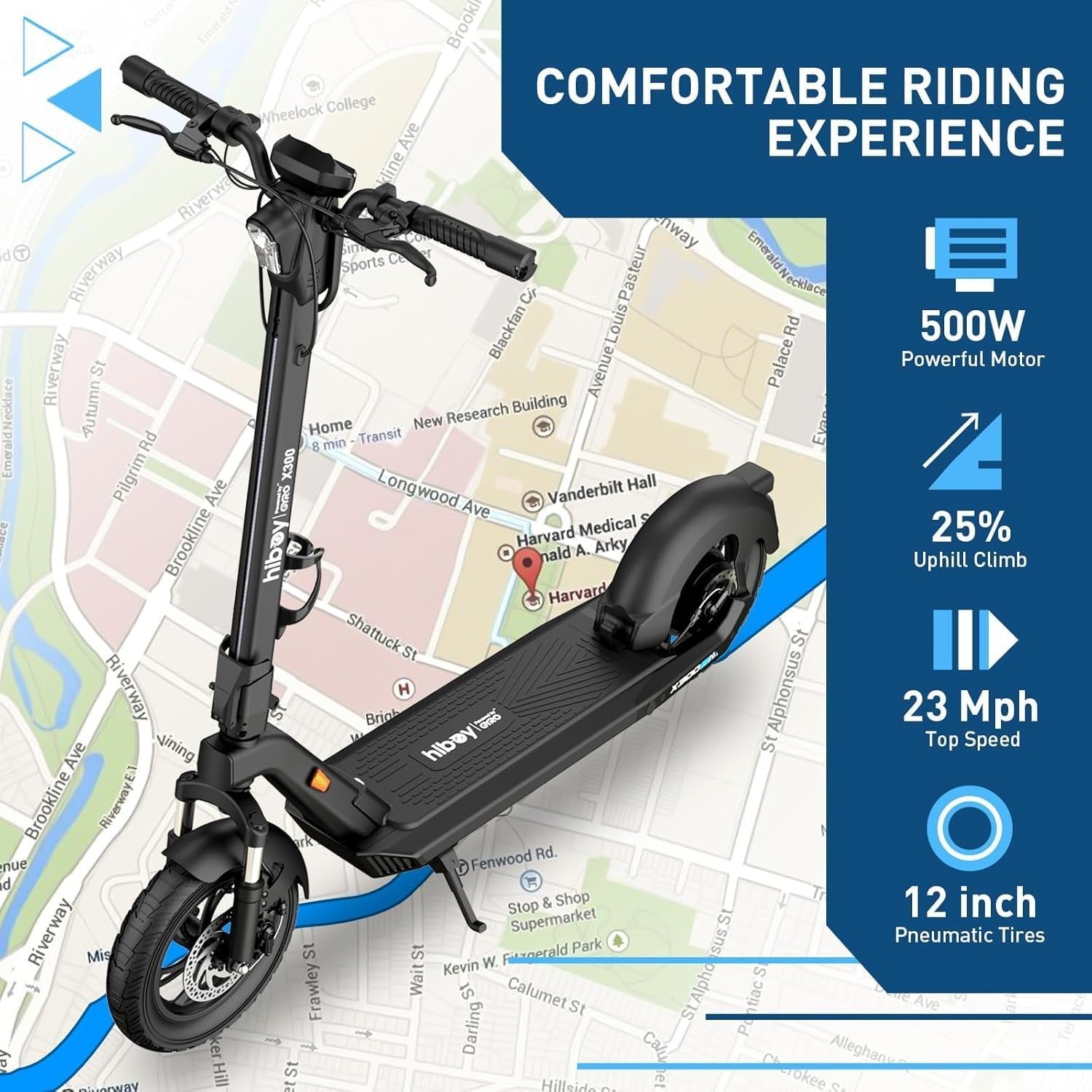 b739e033-b541-44df-a437-be0c8ea4c994.424a93ed404858cf8125bcb222bb19ab hiboy x300 electric scooter, 700w peak motor, 12″ pneumatic tires, 23 mph & 38 miles range, folding commuter electric scooter for adults