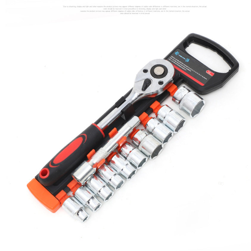 12 piece ratchet socket wrench set – alloy steel repair tool kit