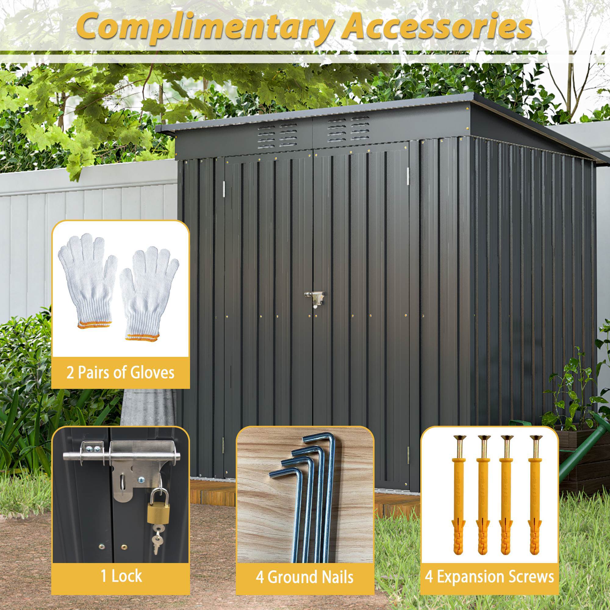 cfc31372-1449-4815-8a19-2ed6b9100578 6 x 4 ft outdoor storage shed, all weather tool shed for garden, backyard, lawn, black