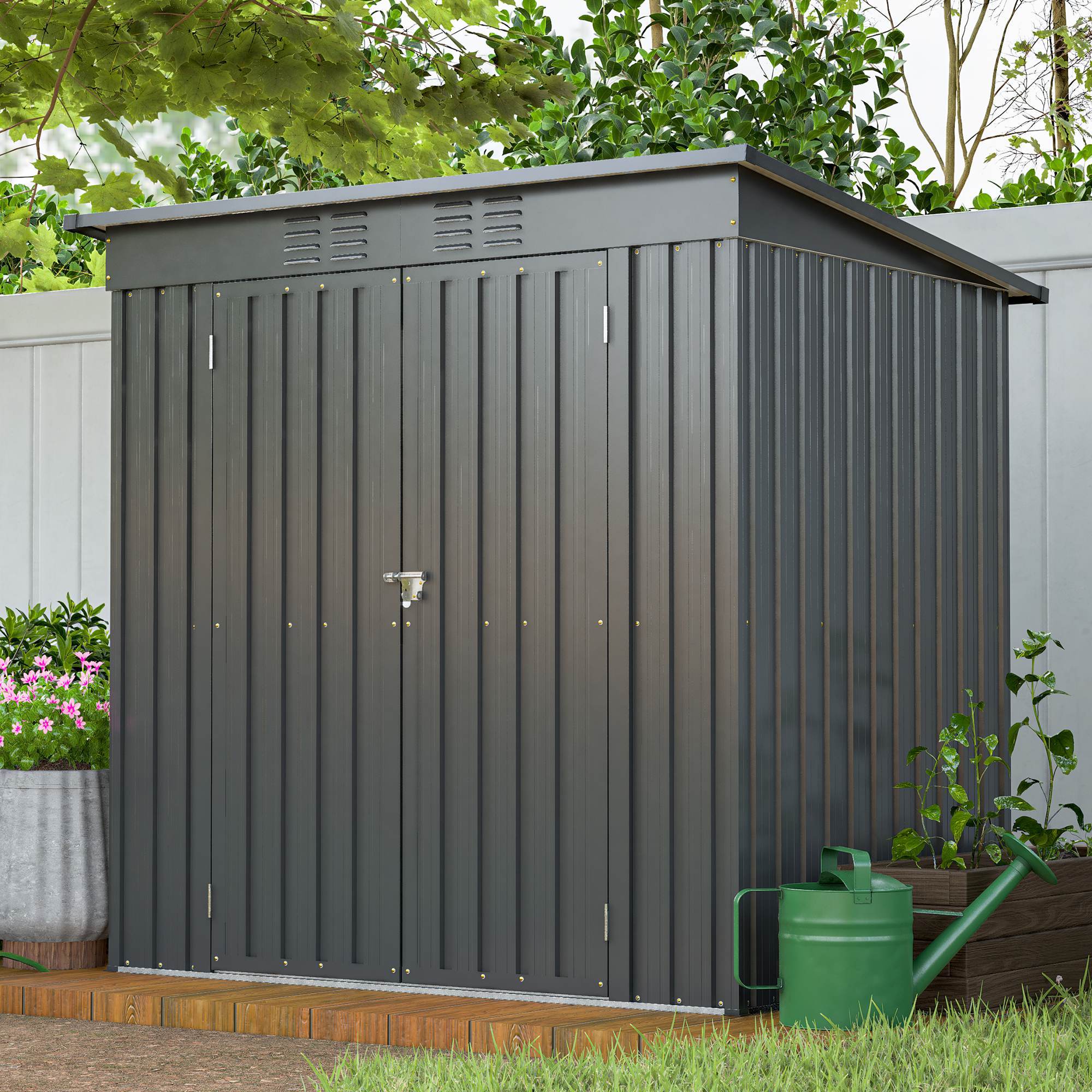de326997-277c-4cec-886e-d3b22fe86221 6 x 4 ft outdoor storage shed, all weather tool shed for garden, backyard, lawn, black
