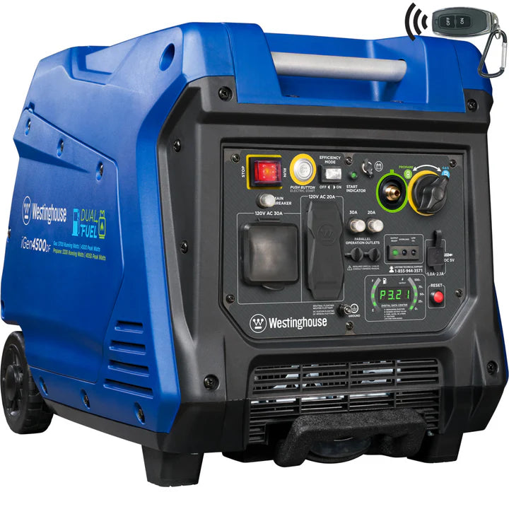 westinghouse igen4500df 3700w dual fuel portable inverter generator